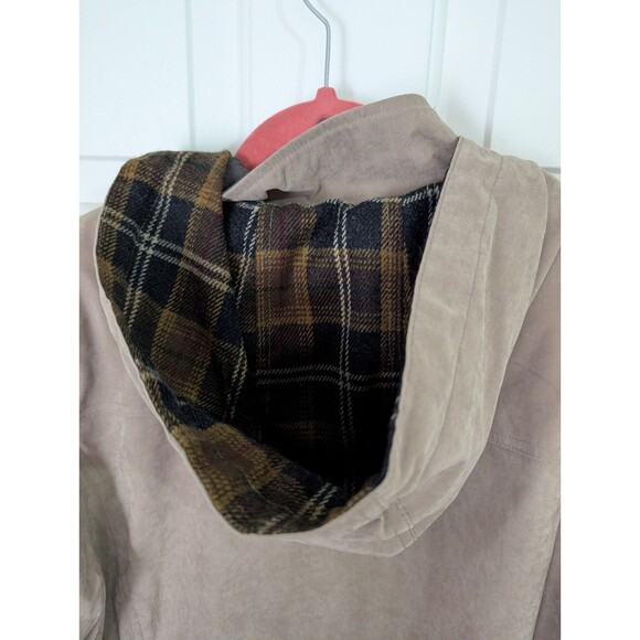 Liz Claiborne Beige Jacket Womens Large Detachable Lining & Hood Cinch Waist - Picture 10 of 16